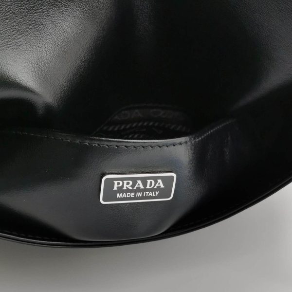 IMG 6798 Prada Cleo Flap Medium Black Brushed Leather Crossbody Bag