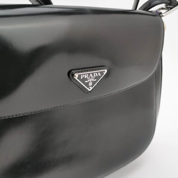 IMG 6799 Prada Cleo Flap Medium Black Brushed Leather Crossbody Bag