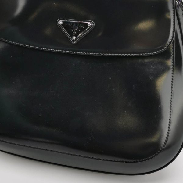 IMG 6803 Prada Cleo Flap Medium Black Brushed Leather Crossbody Bag