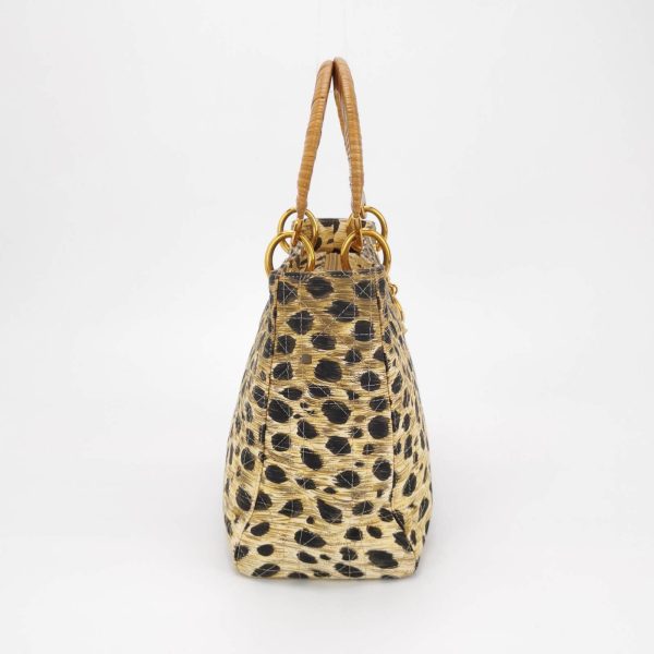 Cloth Lady Dior Medium Leopard Print Quilted Cloth Handbag