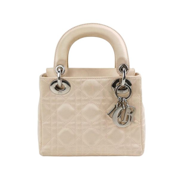 Dior Lady Dior Mini Beige Silk Handbag