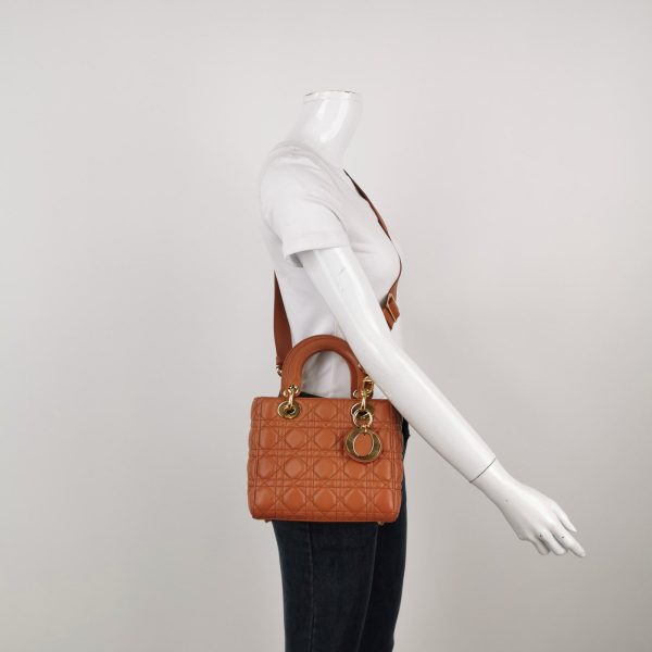 Christian Dior Lady Dior Small My Abcdior Orange Lambskin Cannage Leather