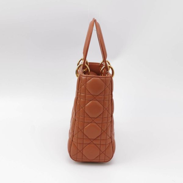 Leather Lady Dior Small My Abcdior Orange Lambskin Cannage Leather