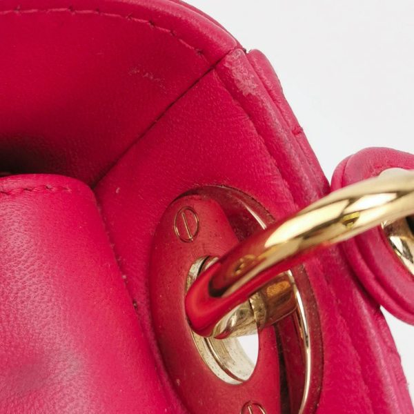 IMG 6872 Lady Dior Mini Fuchsia Pink handbag Cannage Leather with strap