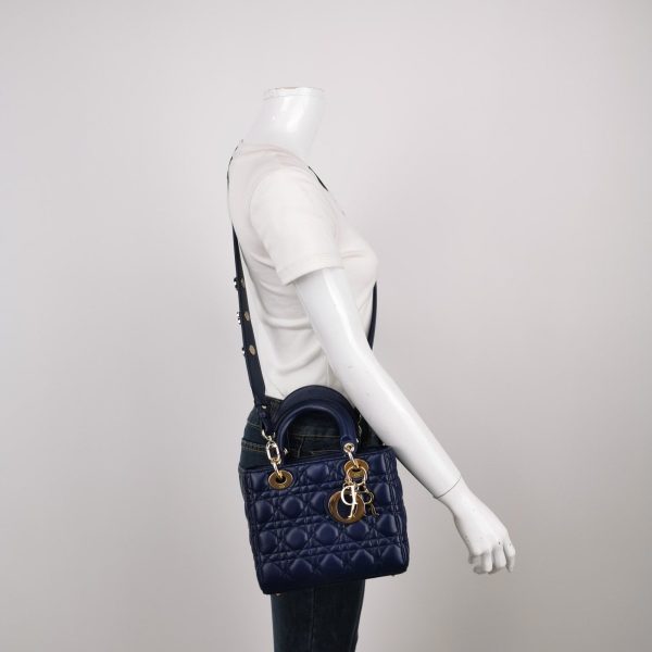 Christian Dior Lady Dior Small My Abcdior Navy Lambskin Cannage Leather