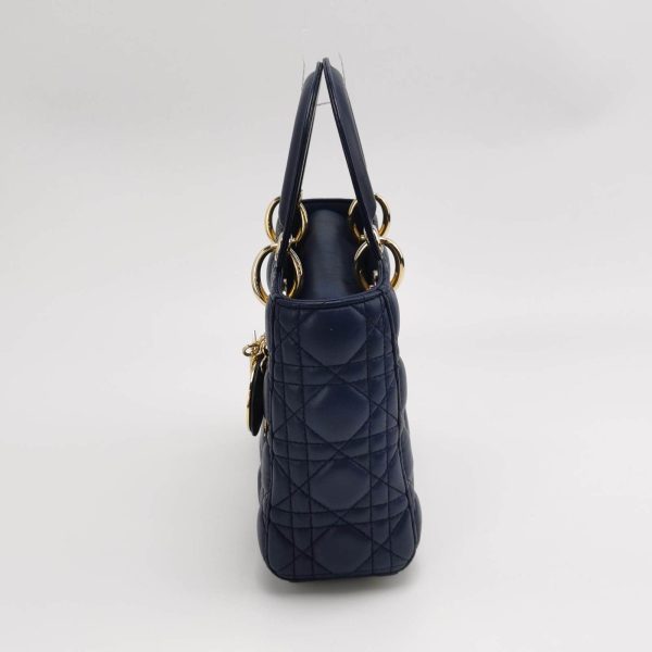 Leather Lady Dior Small My Abcdior Navy Lambskin Cannage Leather