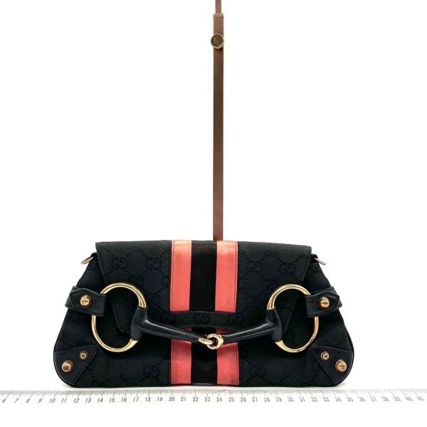 IMG 6948 Gucci Horsebit 1955 Chain Shoulder bag Black monogram with Pink silk stripe