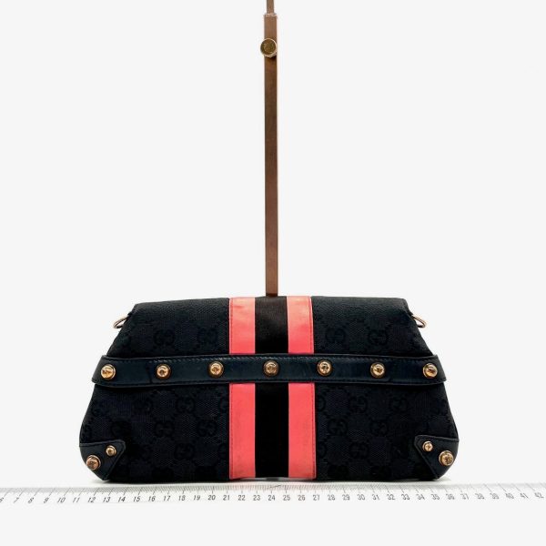 IMG 6949 Gucci Horsebit 1955 Chain Shoulder bag Black monogram with Pink silk stripe