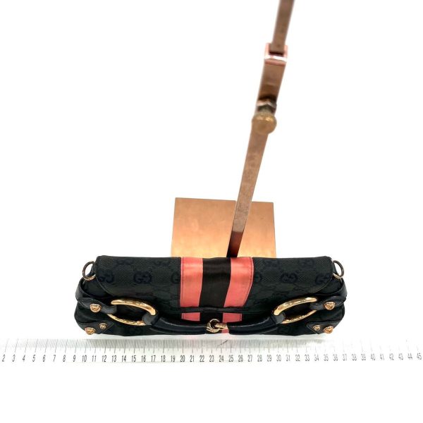 IMG 6950 Gucci Horsebit 1955 Chain Shoulder bag Black monogram with Pink silk stripe