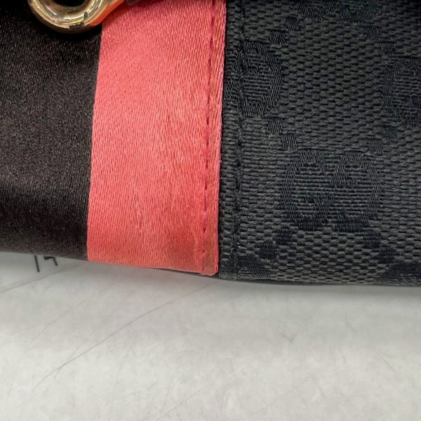 IMG 6962 Gucci Horsebit 1955 Chain Shoulder bag Black monogram with Pink silk stripe