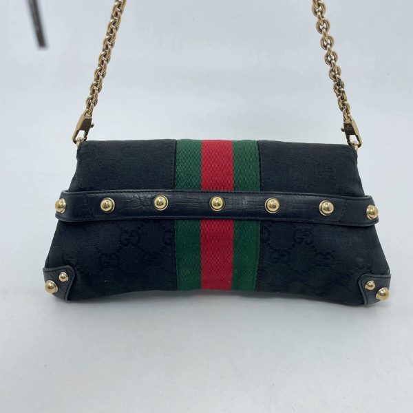 Cloth Gucci Horsebit 1955 Chain Cloth Black Gucci Monogram with Iconic Gucci Strip