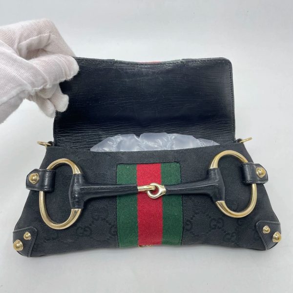 IMG 7014 Gucci Horsebit 1955 Chain Cloth Black Gucci Monogram with Iconic Gucci Strip