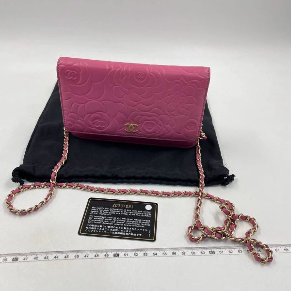 IMG 8735 Chanel Wallet On Chains WOC Classic Pink Camelia Flower Embossed