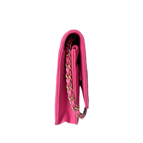 Pink Chanel Wallet On Chains WOC Classic Pink Camelia Flower Embossed