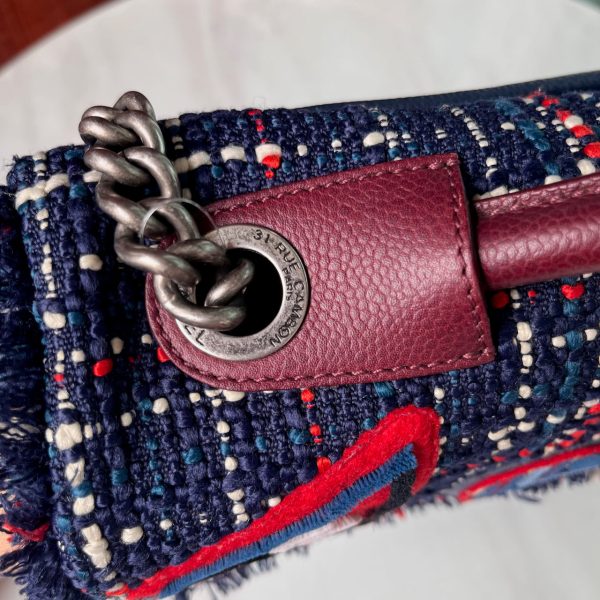 IMG 9135 Chanel Blue and Red Tweed and Caviar Airline Flap Bag Silver Hardware 2016