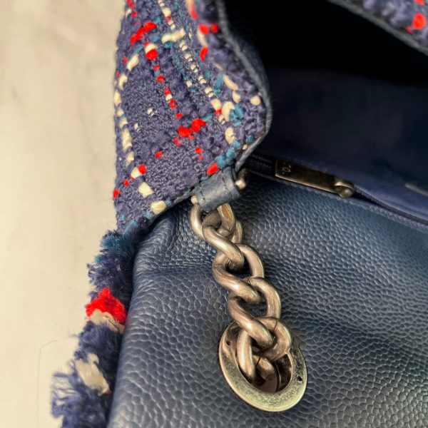 IMG 9144 Chanel Blue and Red Tweed and Caviar Airline Flap Bag Silver Hardware 2016