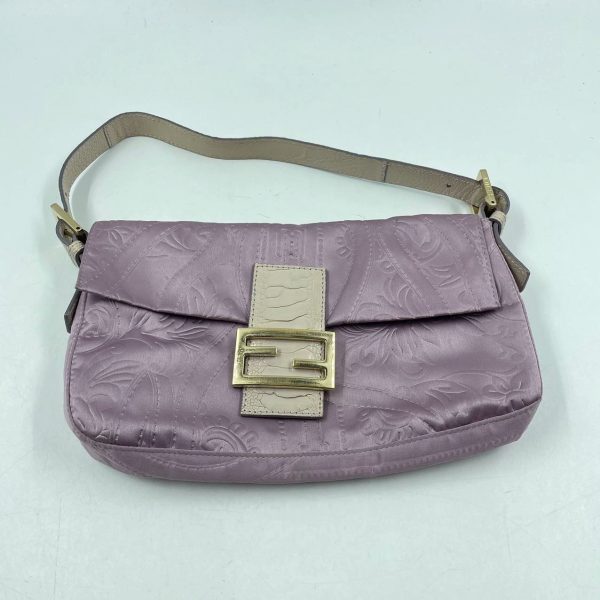 Silk FENDI Baguette Purple Silk with embossed pattern