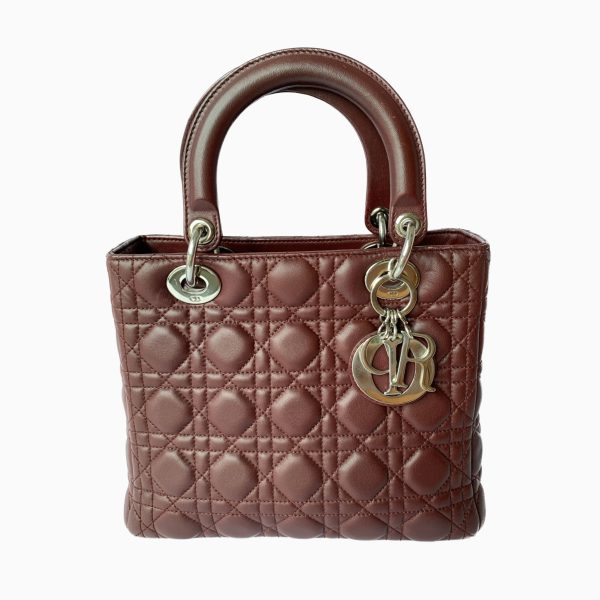 Dior Lady Dior Medium Burgundy Cannage Lambskin Leather with strap