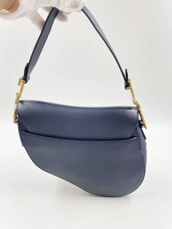 image 0dd4e60a ee9d 4092 a1a2 485d8ba2207d Dior Saddle Blue Medium Grained Leather Handbag Only