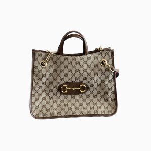 Gucci Gucci 1956 horsebit chain tote in monogram canvas and brown leather