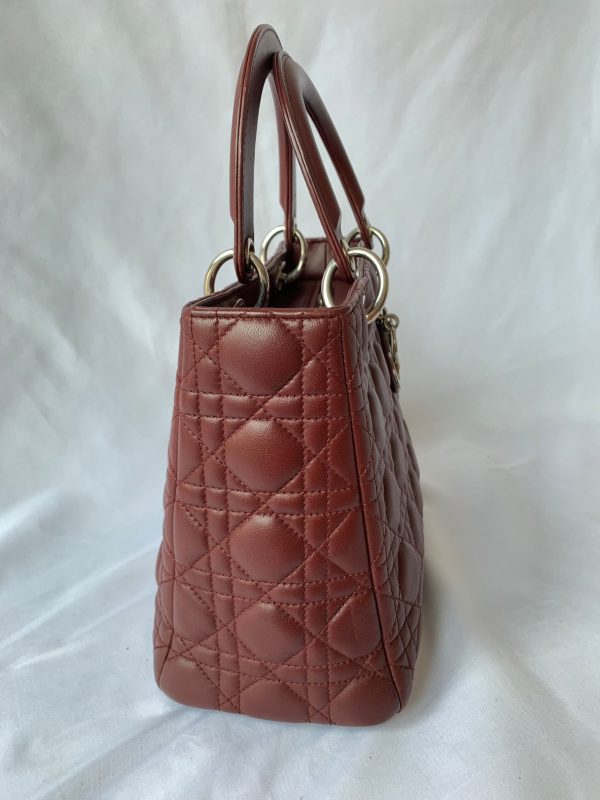 image 5d51796b b936 488a bf09 ae6bfb599904 Lady Dior Medium Burgundy Cannage Lambskin Leather with strap