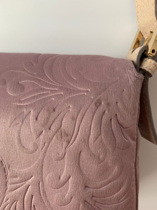 image 61d2943b 52c1 4414 a2e2 85abd0053082 FENDI Baguette Purple Silk with embossed pattern