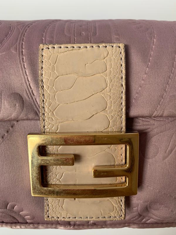 image 7b724d24 3b17 4055 ae05 867969d6082d FENDI Baguette Purple Silk with embossed pattern