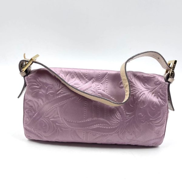 Baguette FENDI Baguette Purple Silk with embossed pattern