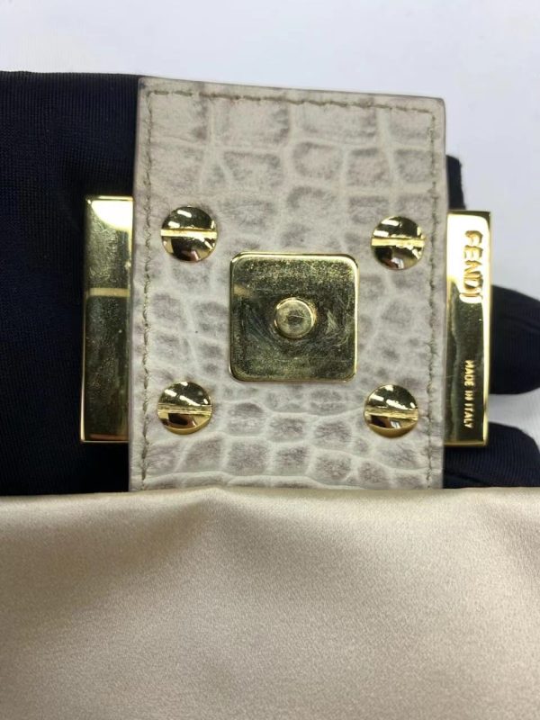 image bd32c871 7f95 4264 9d34 db9dbb015264 FENDI Baguette Cream Biege Silk with Crystal Buckle