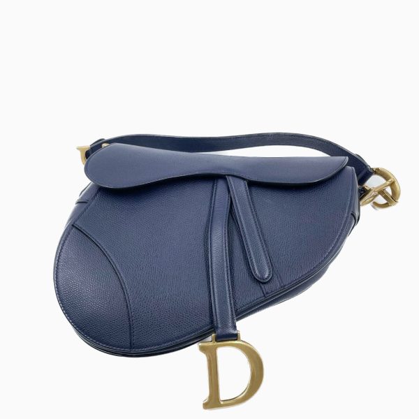 Dior Dior Saddle Blue Medium Grained Leather Handbag Only