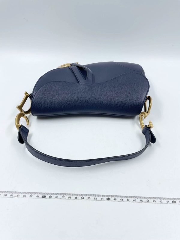 image e83b8978 64ba 4480 8e90 bc89dff88c75 Dior Saddle Blue Medium Grained Leather Handbag Only