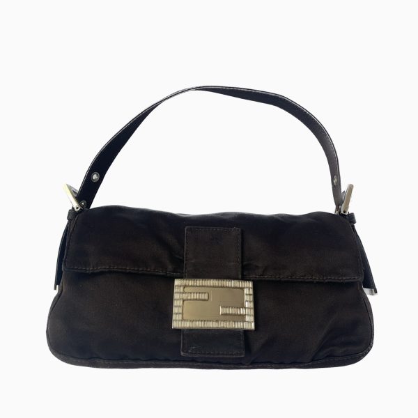 Fendi FENDI Baguette Black Silk with Crystal Buckle