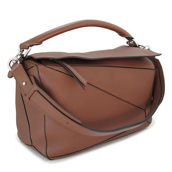 loewepuzzlelarge 1 LOEWE Large Leather Shoulder Bag Cognac