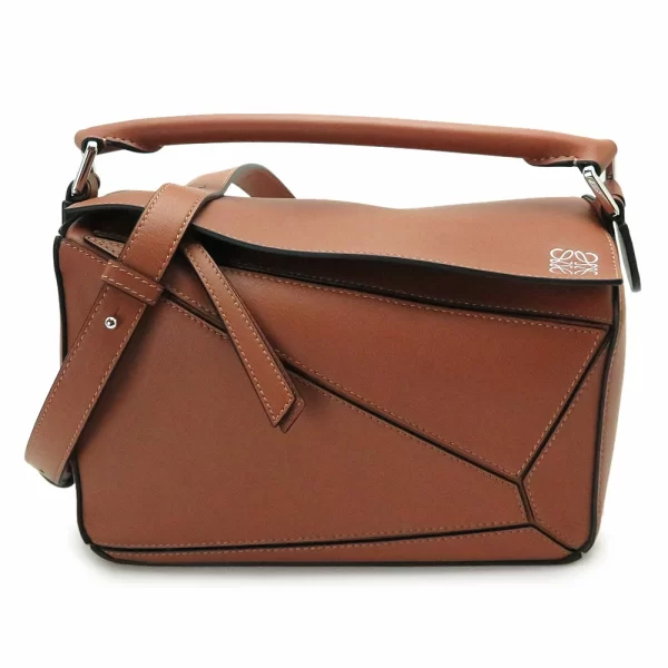 loewepuzzlesmall LOEWE Puzzle Small Leather Tan Shoulder Bag