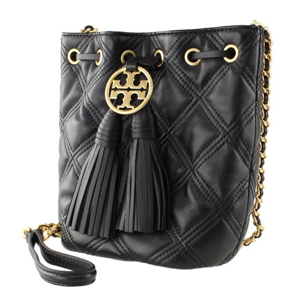 1 Tory Burch Shoulder Bag Pochette Tassel Chain Black