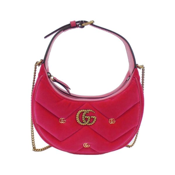 1 Gucci GG Marmont Quilted Velvet Shoulder Bag Dark Pink