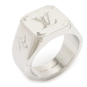 1 Louis Vuitton Signet Ring Monogram Ring L Silver