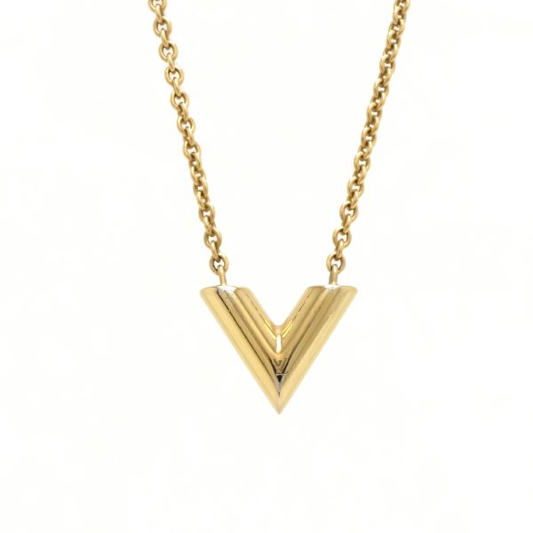 1 Louis Vuitton Essential V Necklace Pendant GP Gold