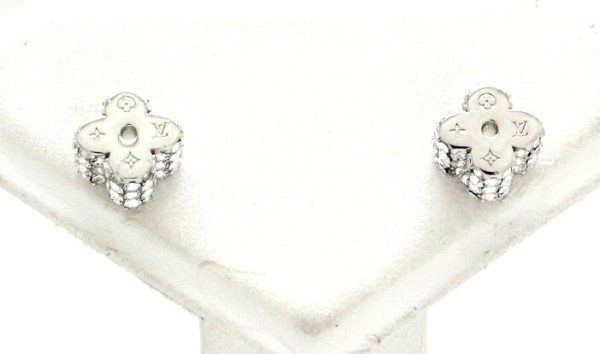 1 Louis Vuitton Flower Strass Earrings Rhinestone Silver