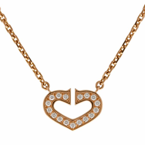 1 Cartier C Heart Necklace 18k Diamond Gold