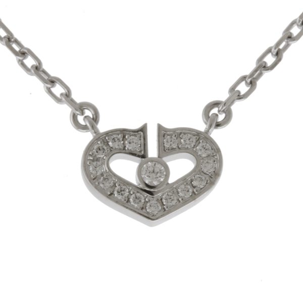 1 Cartier C Heart Diamond Necklace 18K K18 White