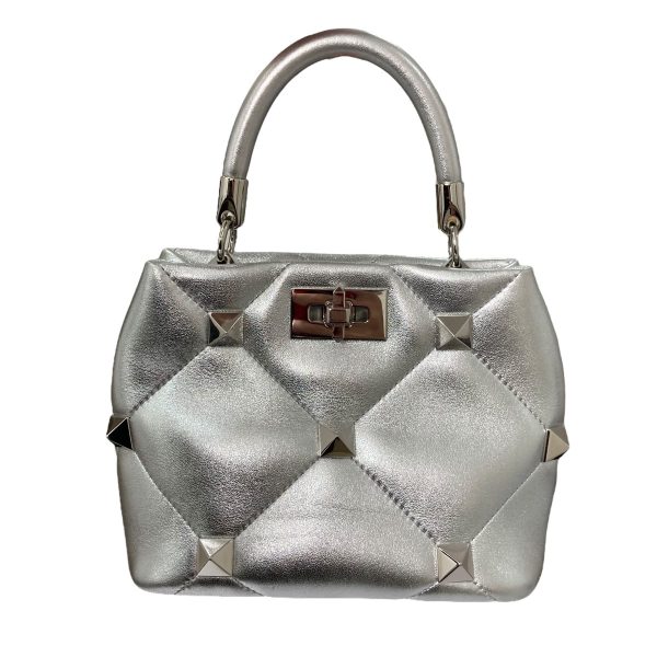 1 Valentino Roman Studs Metallic Nappa Leather Small Handle Bag