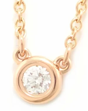 11550601 TIFFANY Co Tiffany Visor Yard Pendant Necklace K18PG Pink Gold 1P Diamond D010ct