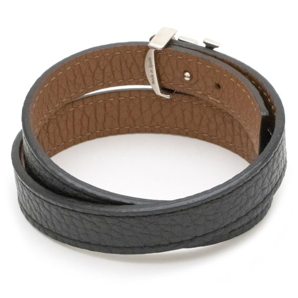 2 Louis Vuitton Bracelet Double Wrap Taurillon Leather BlackBrown