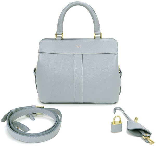 200003399019 2 Celine Small Hippo France 2way Shoulder Handbag Crossbody Calfskin Leather Arctic Blue