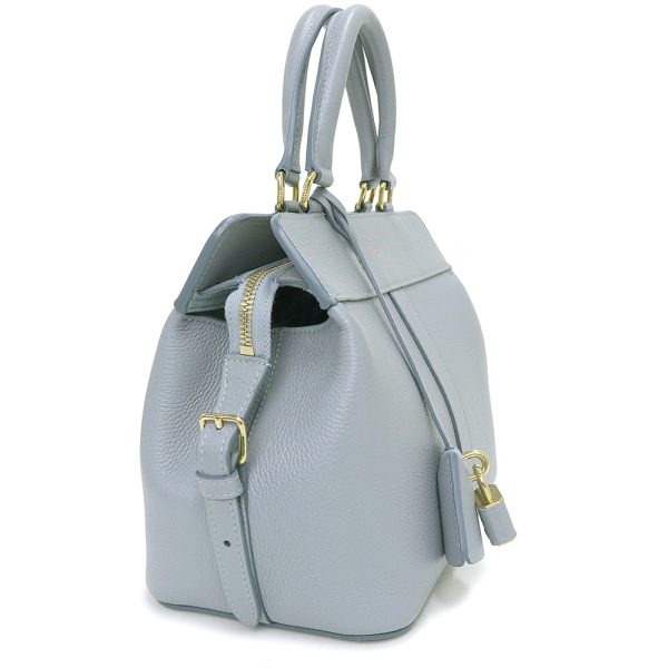 200003399019 4 Celine Small Hippo France 2way Shoulder Handbag Crossbody Calfskin Leather Arctic Blue