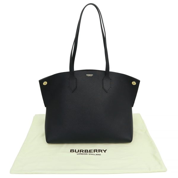 200003508019 2 Burberry Society Grainy Leather Medium Tote Bag Black