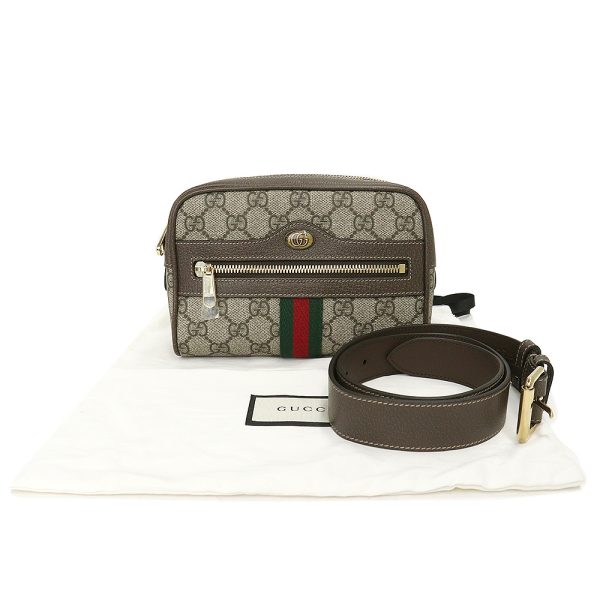 200004742019 2 GUCCI Ophidia GG Supreme Canvas Leather Small Belt Waist Pouch Brown