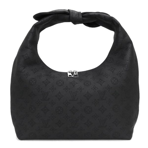 200005059019 LOUIS VUITTON Why Knot MM Monogram Mahina Leather Handbag Shoulder Bag Noir Black