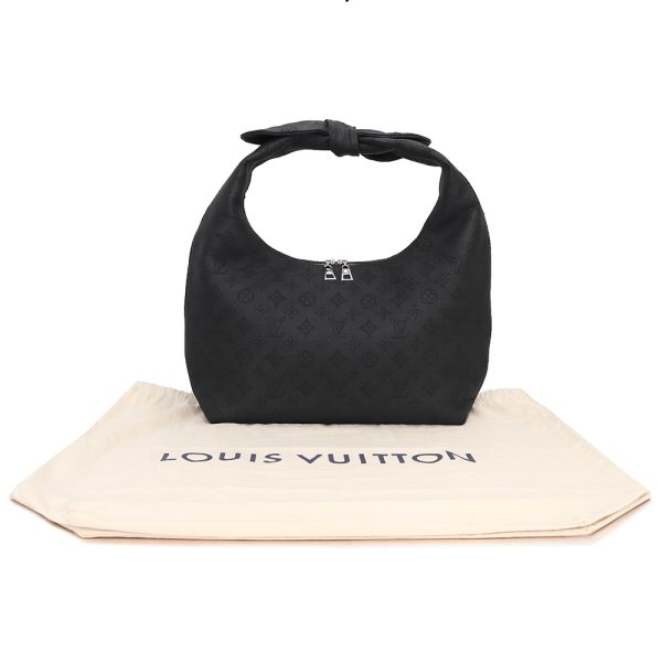 200005059019 2 LOUIS VUITTON Why Knot MM Monogram Mahina Leather Handbag Shoulder Bag Noir Black